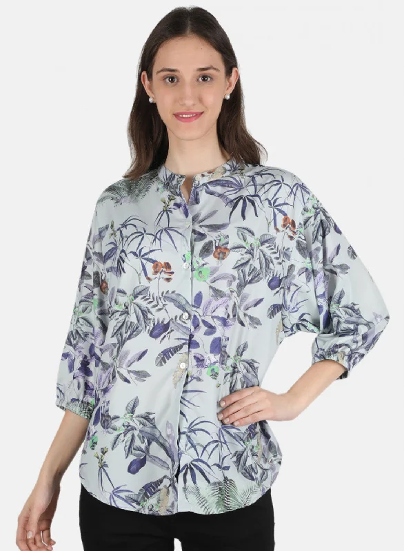 Timeless Style Promotions Women Grey Printed Top