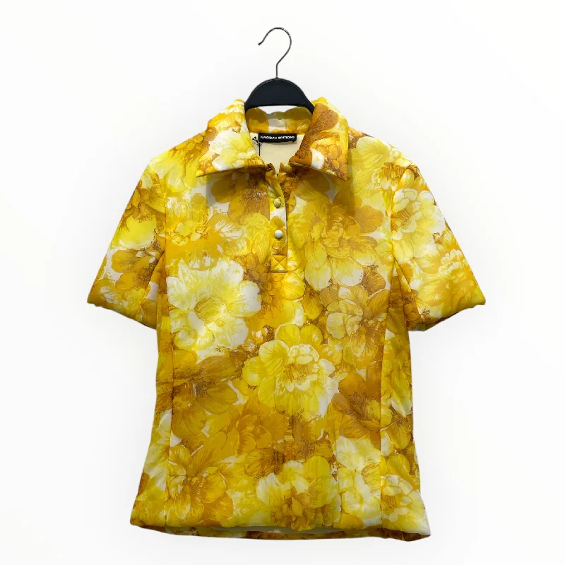 Fashion Deal KWAIDAN EDITIONS/Polo, /38/Floral Pattern/Polyester/YEL/padded transparent jersey t