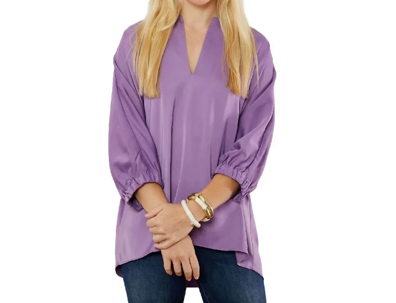 Summer Fashion Betsy 3/4 Sleeve Top In Violet