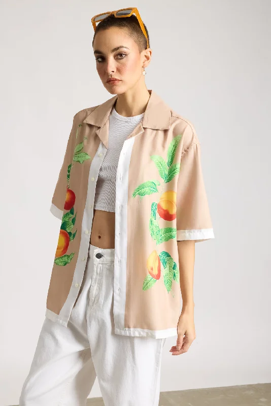 Massive Selection Sale Relaxed Fit Printed Women's Shirt - Peaches