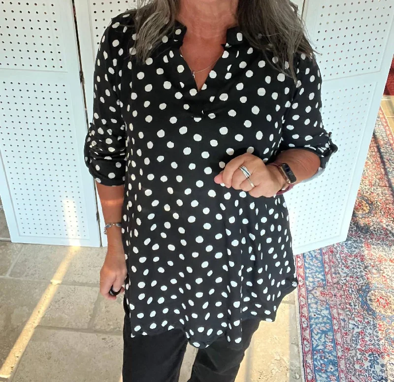 Flash Sale Cover Me In Spots Buttery Soft Gabby Top In Black