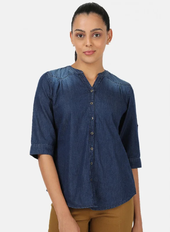 Fashion Frontiers Womens Blue Light Wash Top