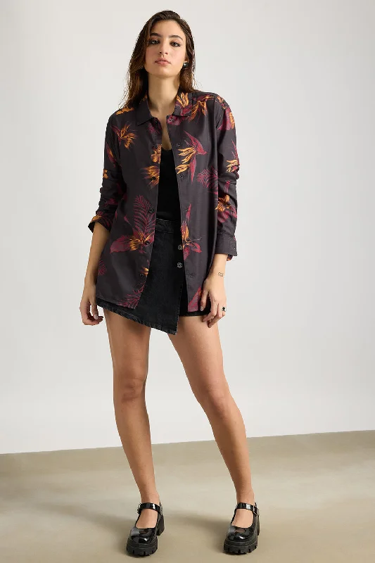 Fashion Forward Full Sleeves Flamy Fern Printed Women's Shirt