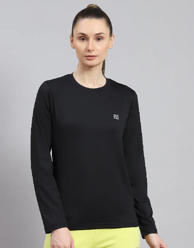 Limited Time Offer Women Black Solid Round Neck Full Sleeve Top