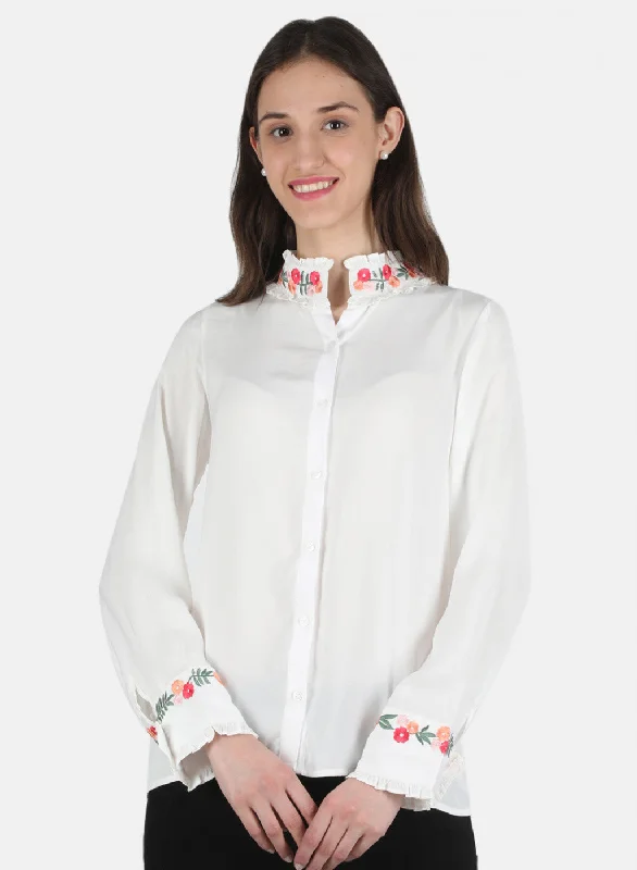 Fashion Sale Women Off White Solid Top