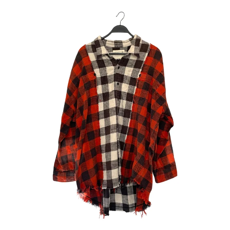 Urban Style Promotions R13/Flannel Shirt/L/Stripe/Cotton/MLT/orange/white/rework