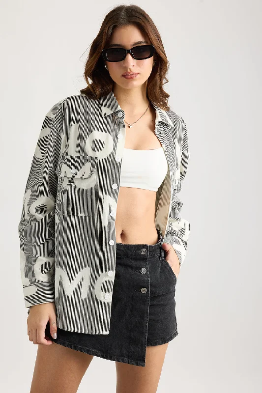 Sale Event, Prices Rock Grey Striped Graffiti Shirt