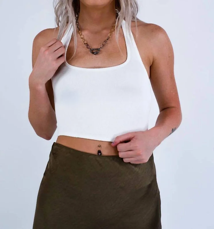 Stupidly Low Prices Velzy Knit Halter Top In White