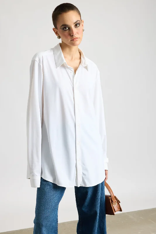 Limited Time Flash Sale Breezy Relaxed Classic White Shirt