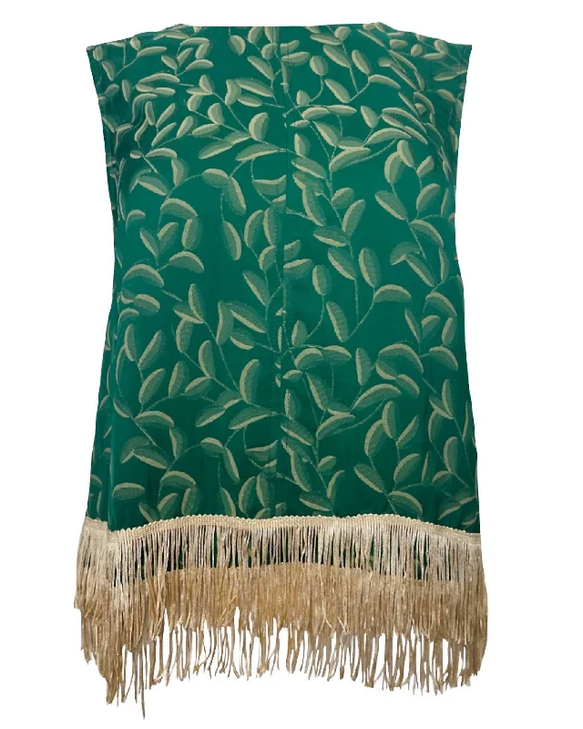 Hot Trends Women's Fringe Hem Top In Green