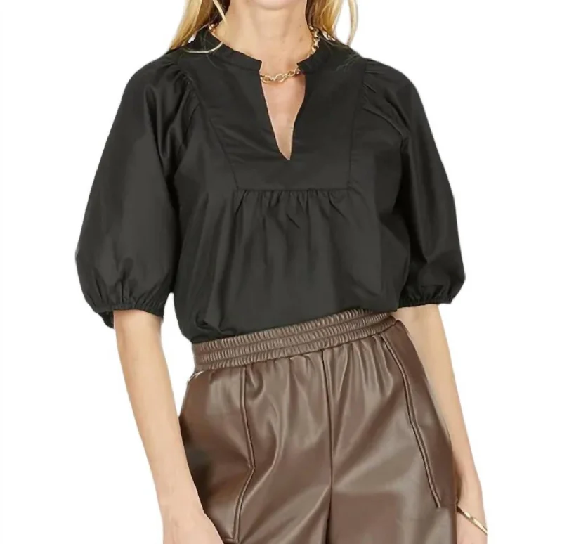 Stylish Savings Front Yoke Top In Black