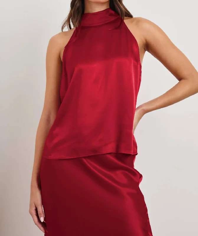 Timeless Elegance Sale Leah Halter Top In Red