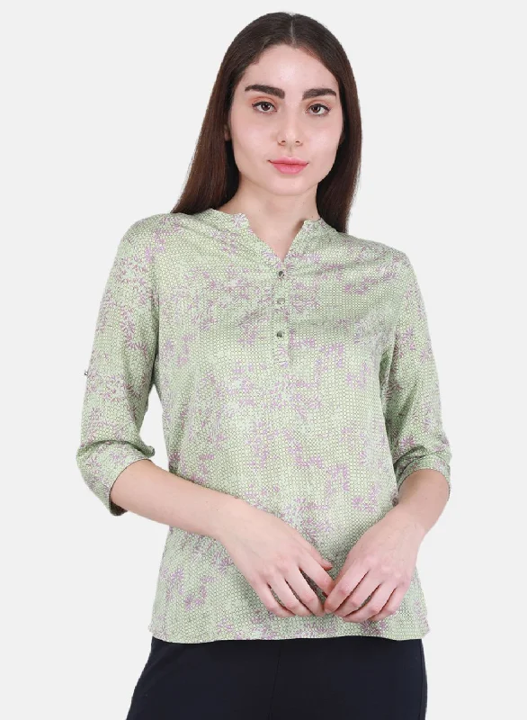 Classy Style Discounts Women Green Printed Top