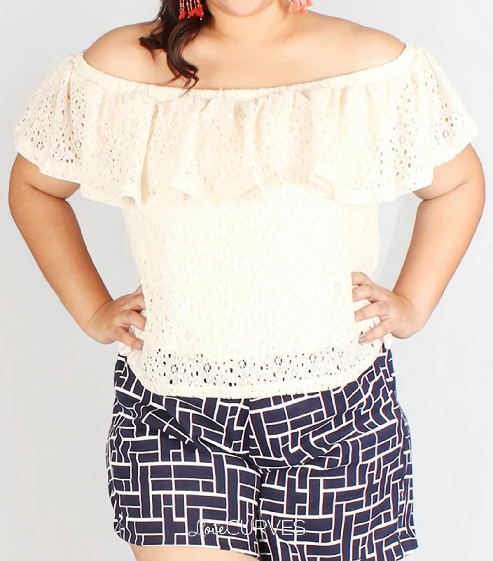 Feminine Luxe Style Sale Off Shoulder Lace Top In Cream