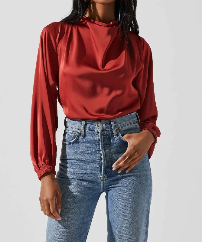 Flash Sales Veronica Satin Cutout Top In Rust