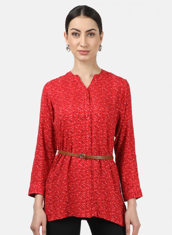 Limited Time Deal Womens Red Printed Top