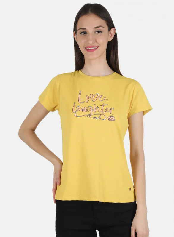 Gift Ideas Women Mustard Printed Top