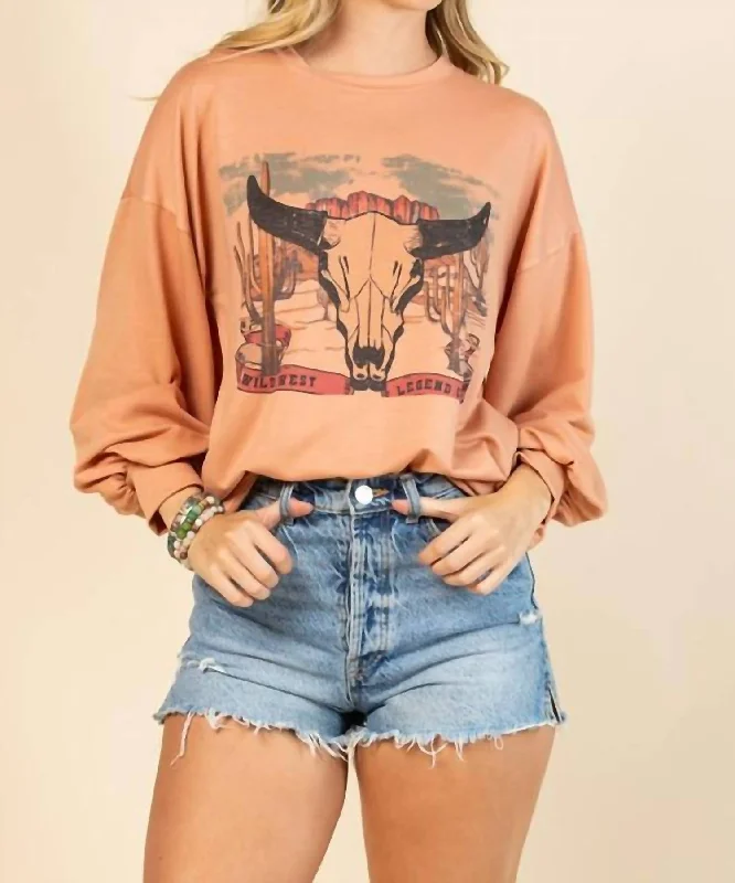 Seasonal Style Discounts Kaia Wild West Longhorn Top In Rust