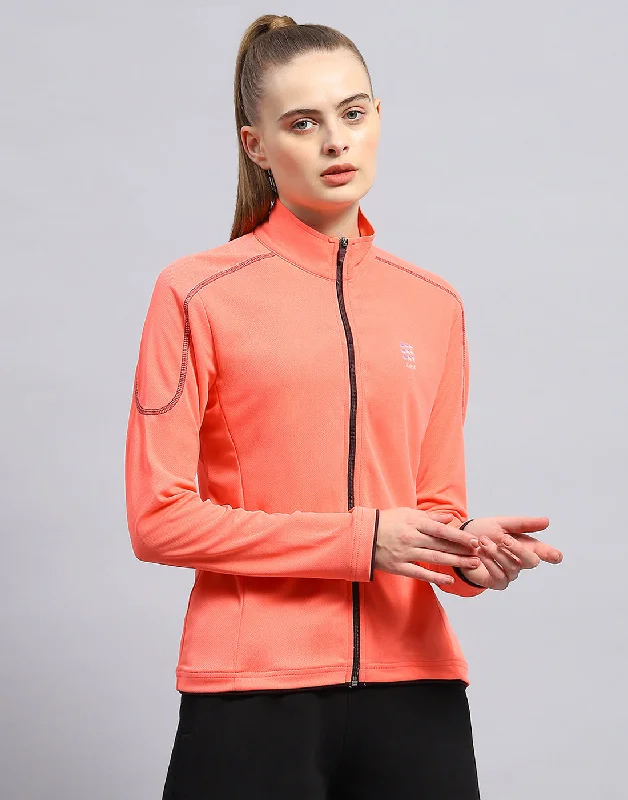 Sleek Style Discounts Women Coral Self Design Collar Full Sleeve Top