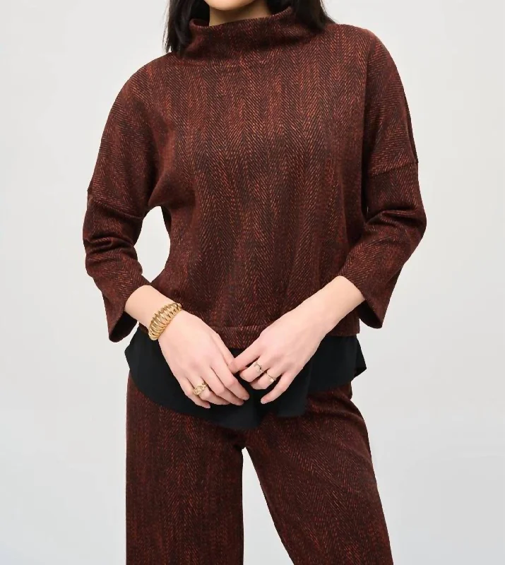 Street Style Discounts Jacquard Knit Layered Boxy Top In Orange/black