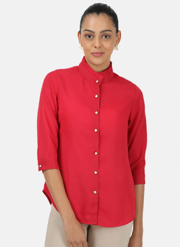 Chic And Edgy Womens Red Plain Top