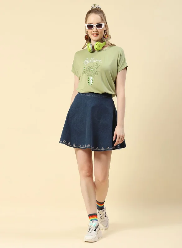 Shop The Hottest Deals Women Green Embroidered Top