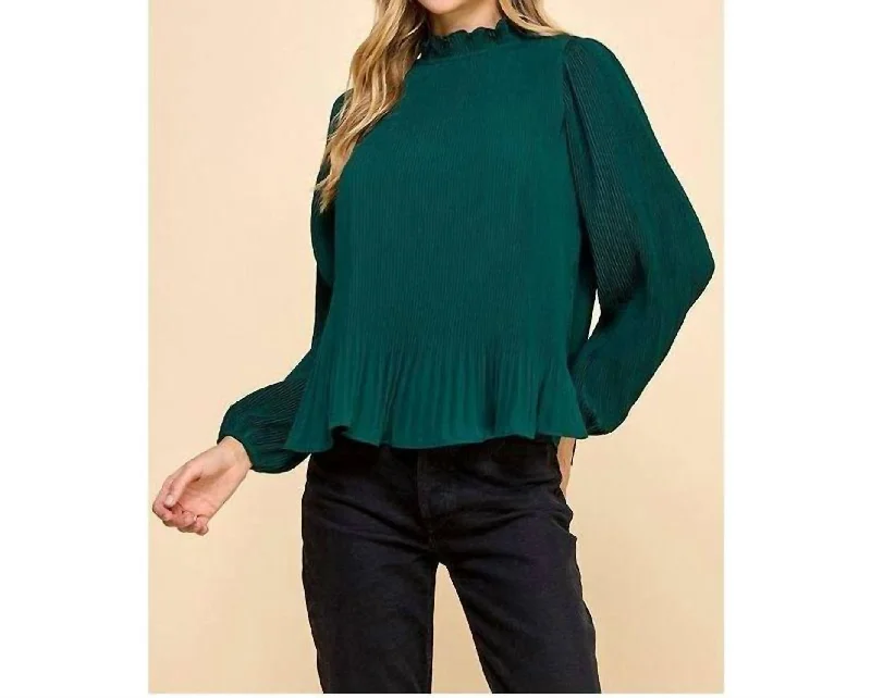 Easy Elegance Sales Sabrina Top In Hunter Green