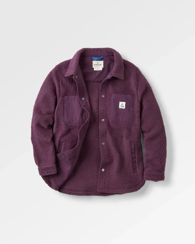 Break Fashion Norms Rappel Recycled Sherpa Oversized Shirt - Deep Plum