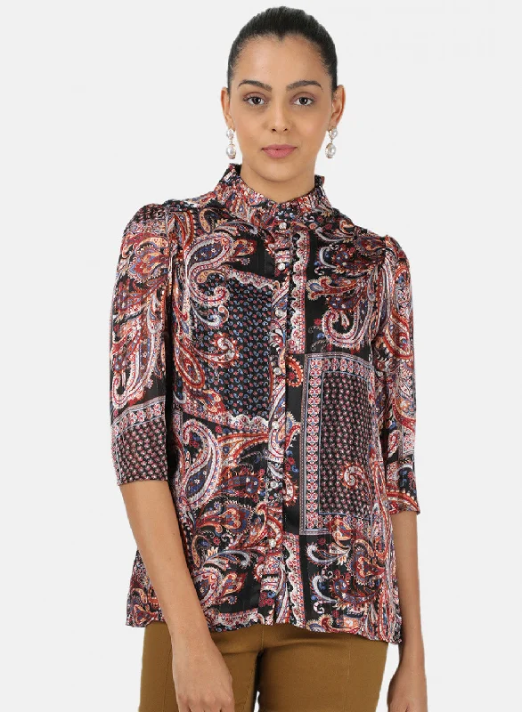 Style Revolution Womens Black Printed Top