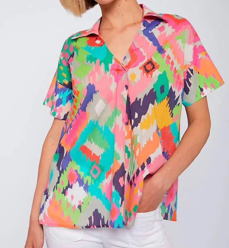 Classic Elegance Sales Chantal Ikat Shirt In Multi