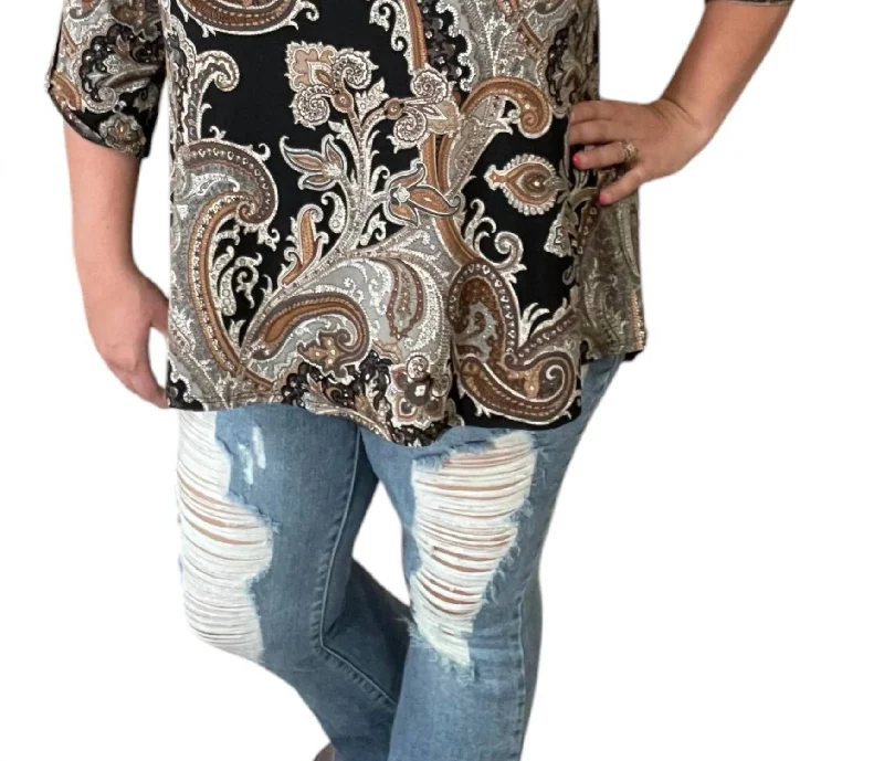 Effortless Style, Endless Impact Paisley Gabby Top In Black Multi