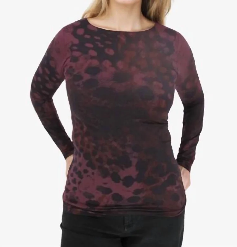 Flash Sale Tortoiseshell Raw Edge Second Skin Top In Merlot