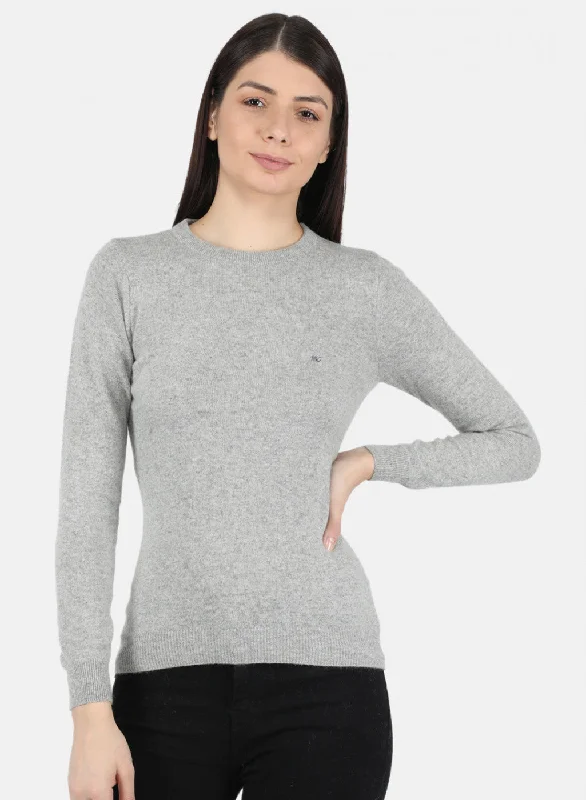 Imeless Style Women Grey Solid Winter Top