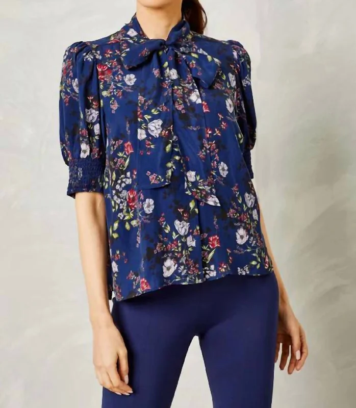 Limited Edition Peggy Top Cupro Alpine Wildflowers In Wild Flower Print