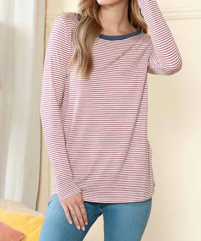 Special Offer For You Striped Basic In Mauve