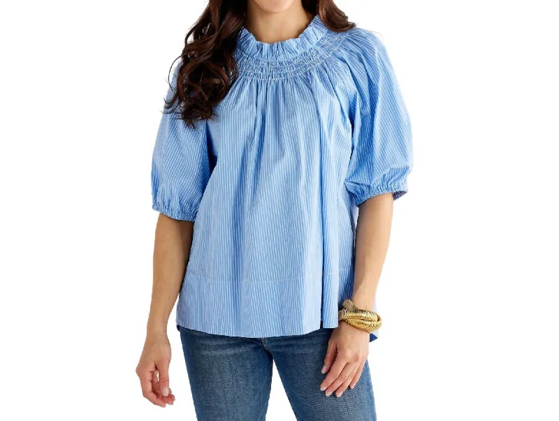 Chic Style Discounts Brooke Top In Blue Stripe