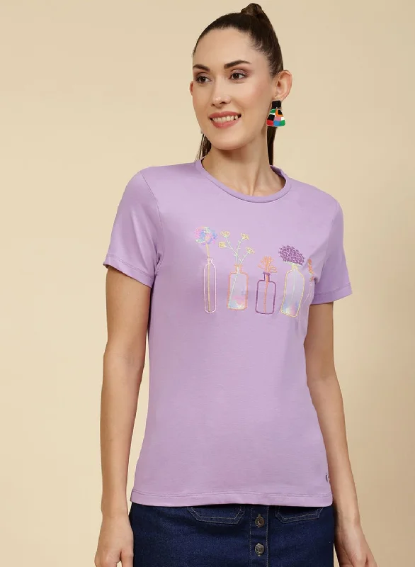 Hot Picks Women Purple Embroidered Top