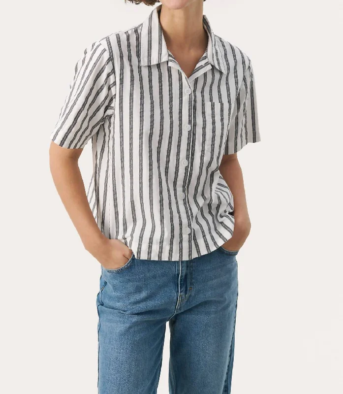 Contemporary Casual Deals Gefion Shirt In Dark Navy Stripe