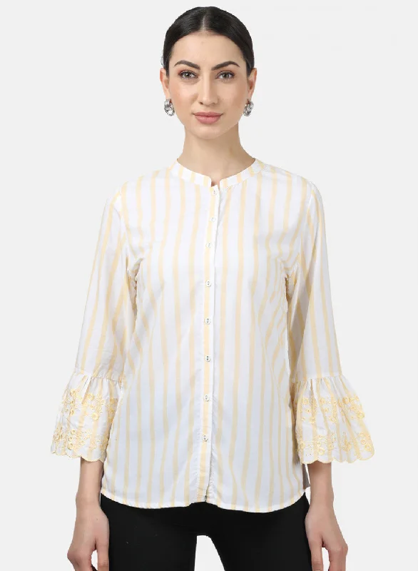 Season Sale Womens Yellow Stripe Top