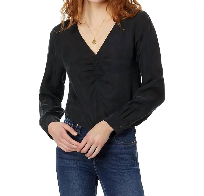 Exclusive Discounts Brushed Ruched-Front Top In Black