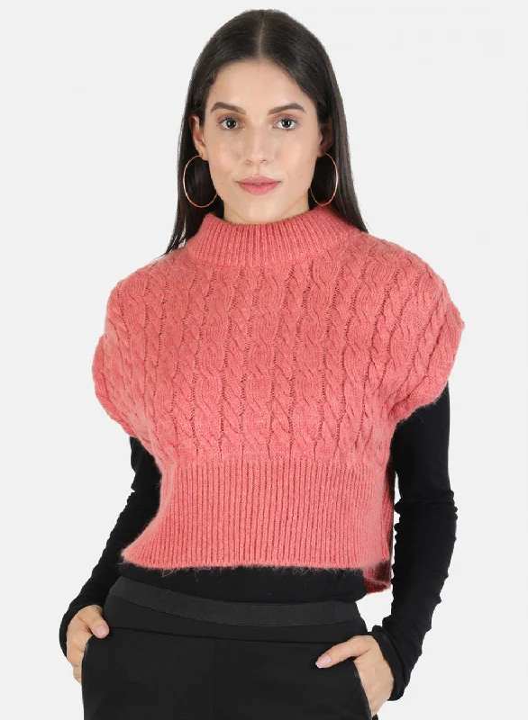 Modern Chic Discounts Women Pink Self Top