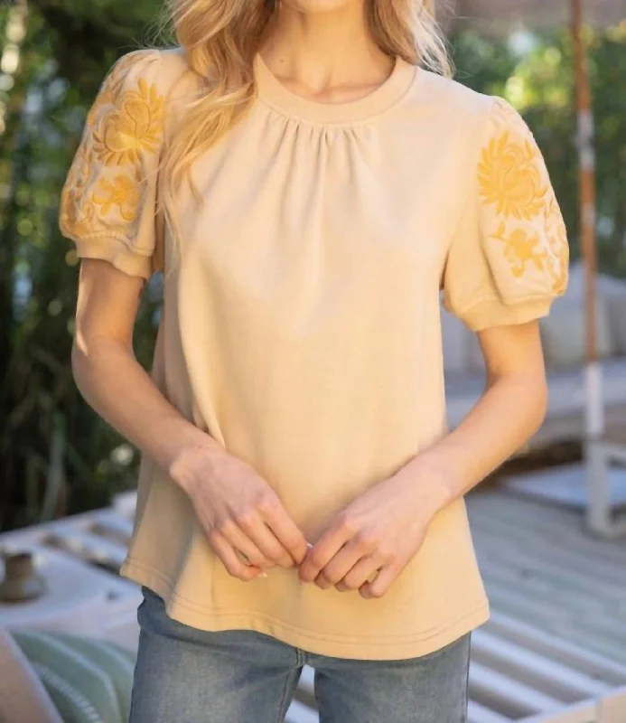 Gift Ideas Eden Embroidered Top In Taupe