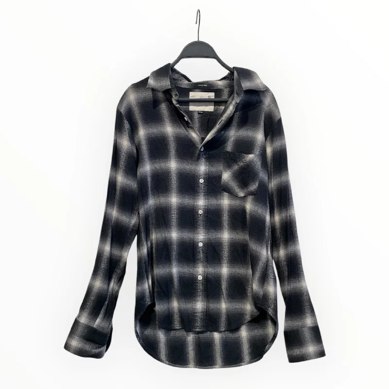 Fashion Sale R13/Flannel Shirt/L/Plaid/Cotton/GRY/r13 blk/grey flannel