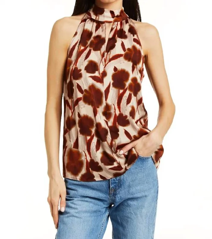 Trendy Threads Mallory Satin Top In Sienna