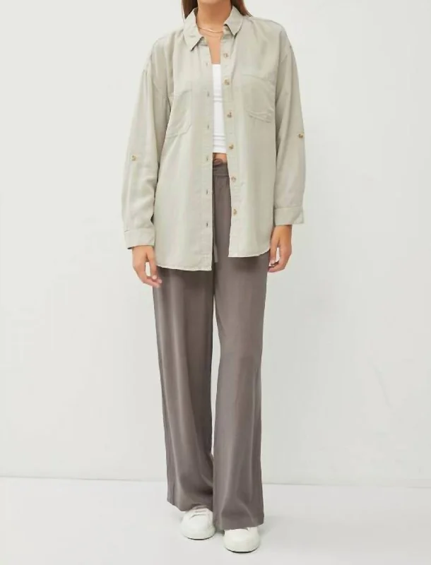 Huge Price Cut The Oversized Tencel Shirt In Sage