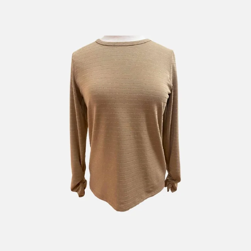 Imeless Style Metallic Stripe Top In Camel