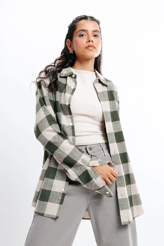 Boutique Styles Beige Checkered Collar Viscose Blend Shirt