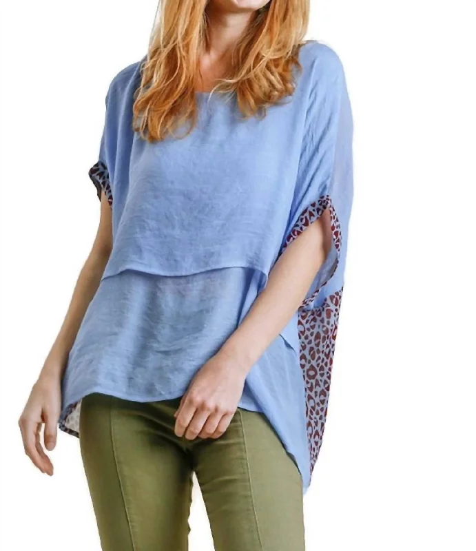 Elevated Casual Discounts Animal Print Layered Top In Blue