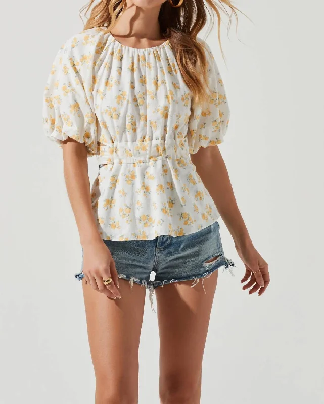 Hot Picks Vendetti Top In White/yellow Floral