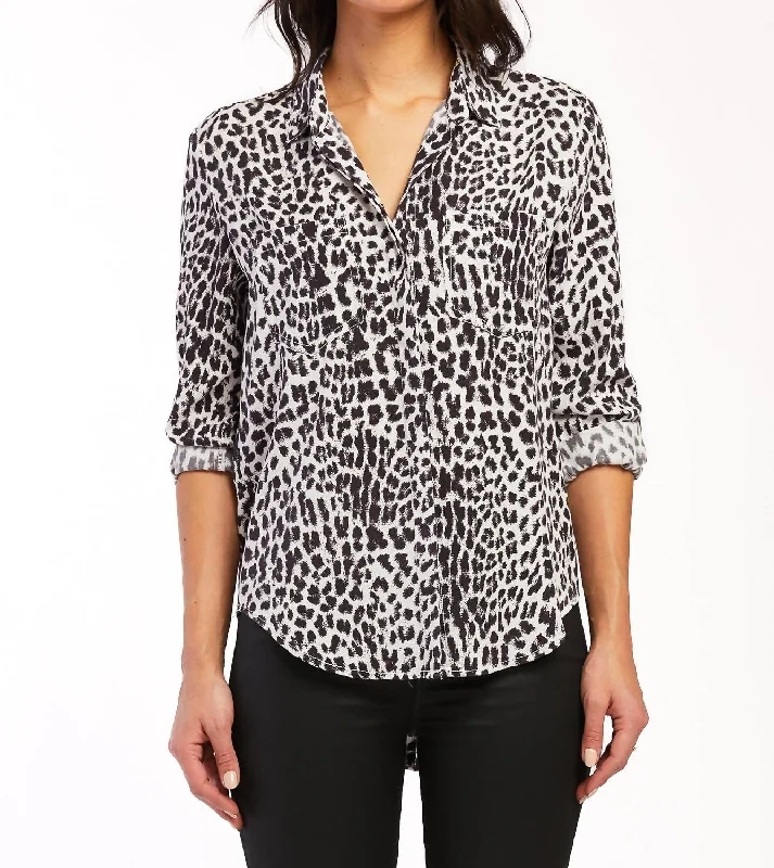 Massive Selection Sale Riley Button-Up Shirt In White / Black Animal